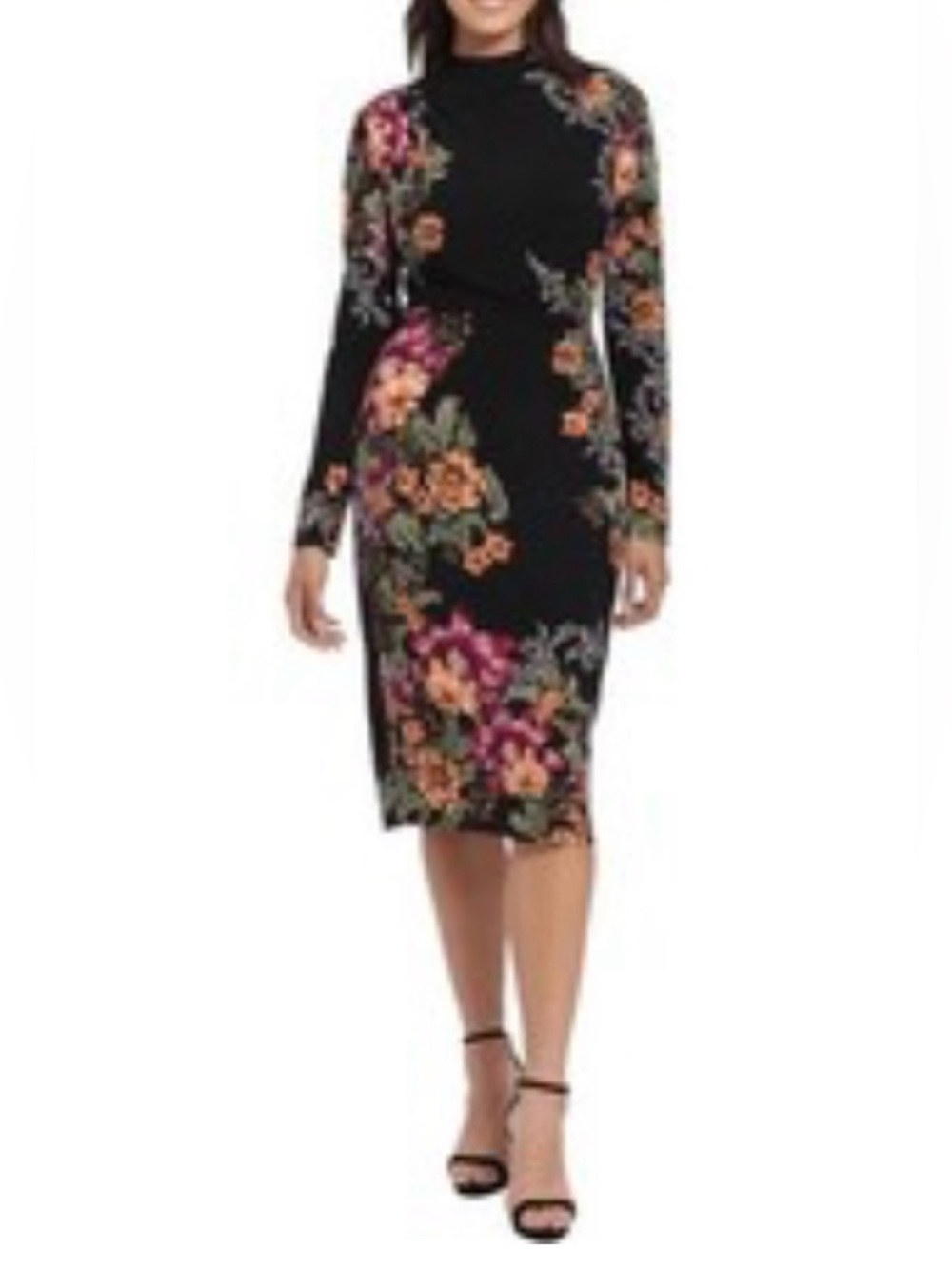 London Times Floral Printed
Draped Mock Neck Side Ruched Dress size 6